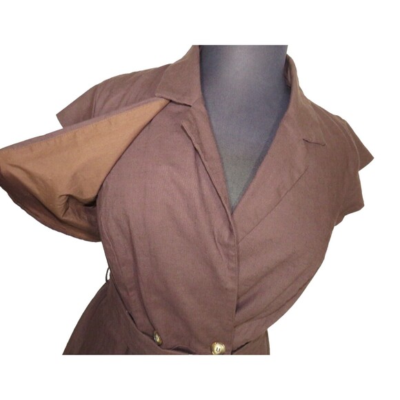 City Chic Women's Brown Linen Blend Button Front Belted Dress Plus Size 18 - Picture 5 of 12